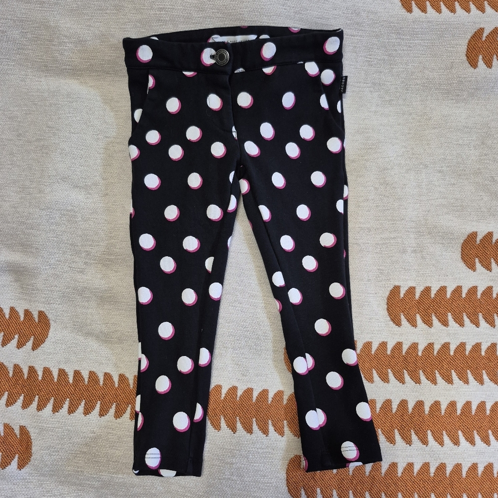 Little Marc Jacobs Black Stretch Pants with Pink and White Dots